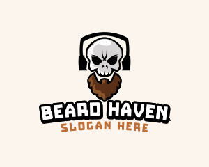 Headphone Bearded Skull logo design