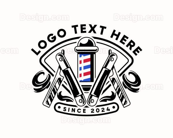 Barbershop Razor Pole Logo