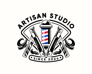 Barbershop Razor Pole logo design