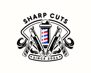 Barbershop Razor Pole logo design