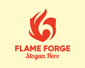 Red Flame Shield logo design