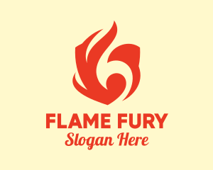 Red Flame Shield logo design