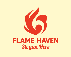 Red Flame Shield logo design