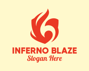 Red Flame Shield logo design