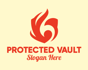 Red Flame Shield logo design