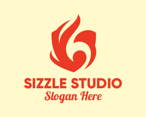 Red Flame Shield logo design