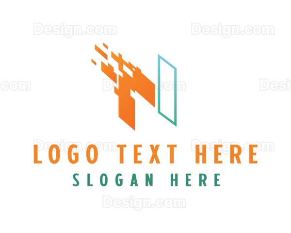 Digital Pixel Letter N Logo