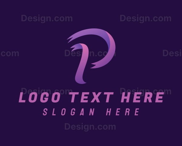 Purple Ribbon Letter P Logo