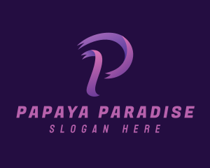 Purple Ribbon Letter P logo design