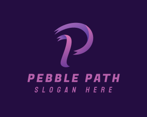 Purple Ribbon Letter P logo design