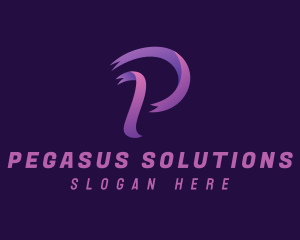 Purple Ribbon Letter P logo design