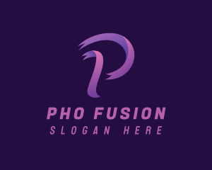 Purple Ribbon Letter P logo design