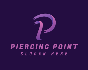 Purple Ribbon Letter P logo design