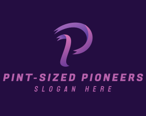 Purple Ribbon Letter P logo design