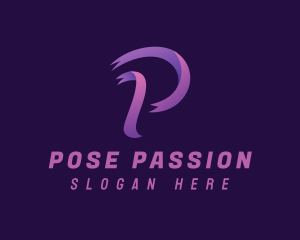 Purple Ribbon Letter P logo design