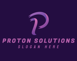 Purple Ribbon Letter P logo design