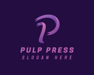 Purple Ribbon Letter P logo design