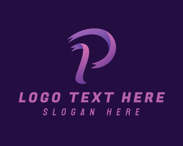 Purple Ribbon Letter P logo