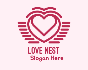 Line Art Heart Wings logo design