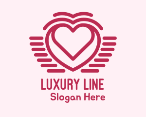 Line Art Heart Wings logo design