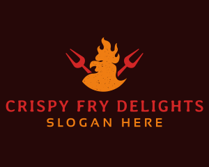 Barbecue Fire Chicken logo design