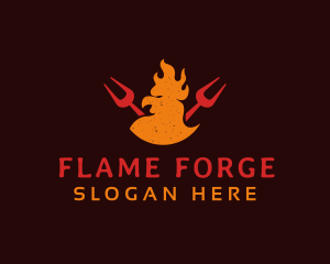 Barbecue Fire Chicken logo design