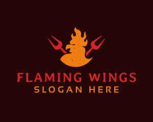 Barbecue Fire Chicken logo design