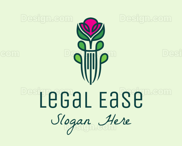 Pink Rose Flower Logo