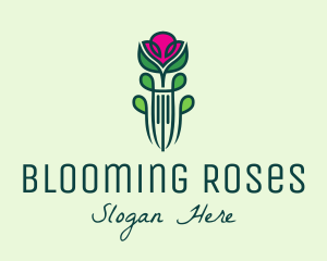 Pink Rose Flower  logo design