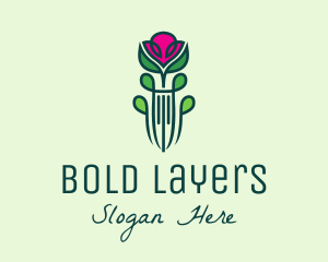 Pink Rose Flower  logo design