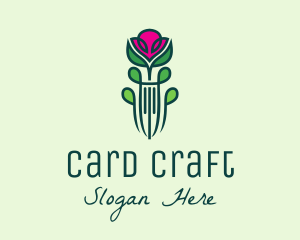 Pink Rose Flower  logo design