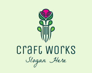 Pink Rose Flower  logo design