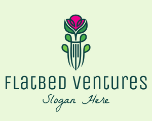 Pink Rose Flower  logo design