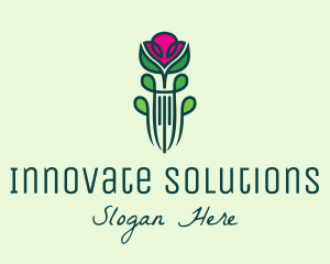 Pink Rose Flower  logo design