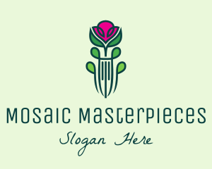 Pink Rose Flower  logo design