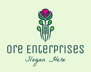 Pink Rose Flower  logo design