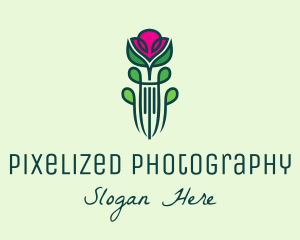 Pink Rose Flower  logo design