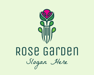 Pink Rose Flower  logo design