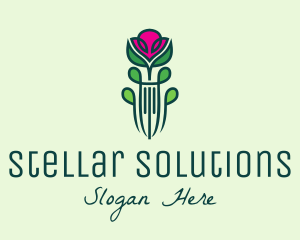 Pink Rose Flower  logo design