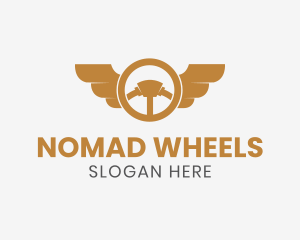 Car Wheel Wings logo design