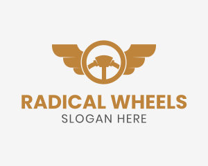 Car Wheel Wings logo design