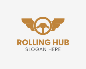 Car Wheel Wings logo design