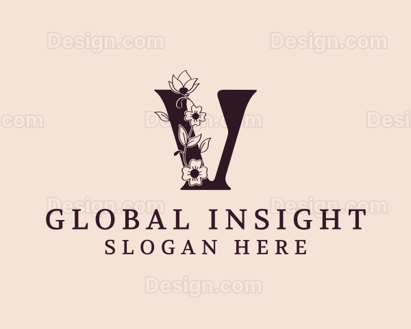 Floral Garden Letter V Logo