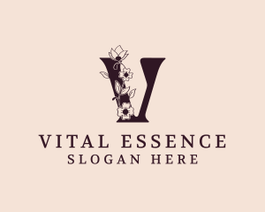 Floral Garden Letter V  logo design