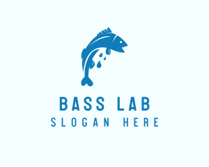 Blue Bass Fish  logo design