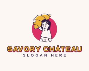 Croissant Girl Pastry logo design