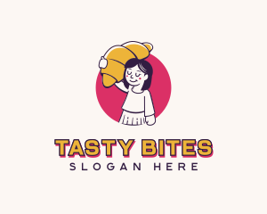 Croissant Girl Pastry logo design