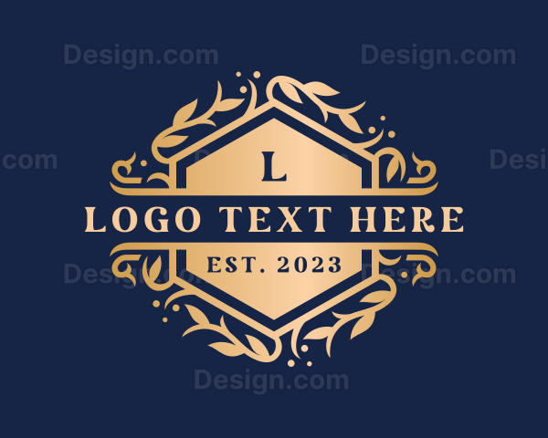 Floral Hexagon Crest Logo