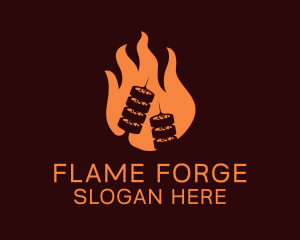 Flame Grill Barbecue logo design