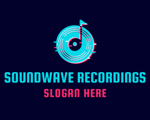 Glitch Record Music Note logo design